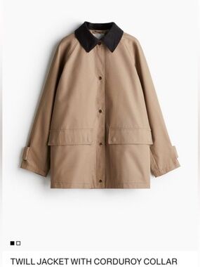 HM Twill Barn Jacket with Corduroy Collar in Brown